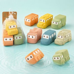 Custom New Vehicles Bus Silicone Sofe Car Babies Water Toys for Bathtub Pool Shower Play Kids Bath Toy Baby Bath Sand Beach Toy