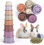 8PCS Stacking Cups for Rabbits Stackable Bunny Toys Natural Sugarcane Plastic Pet Nesting Snack Container pet toy